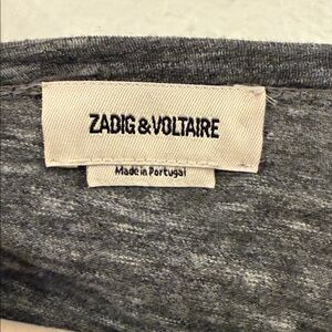 ZADIG & VOLTAIRE ROCK Long Sleeve Graphic T-Shirt Grey Women’s M